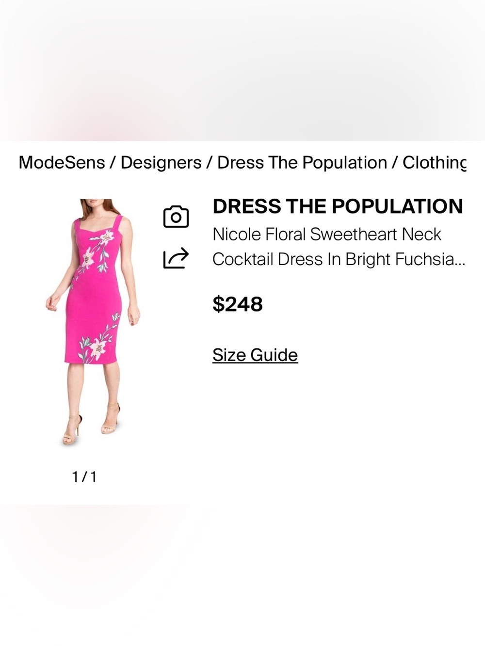 Dress the Population Nicole Floral Tropical Fuchsia Cocktail Dress L - Picture 5 of 16